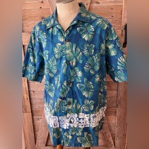 Vintage Hawaiian Shirt Co Men’s 2XL Blue & Green Aloha Shirt